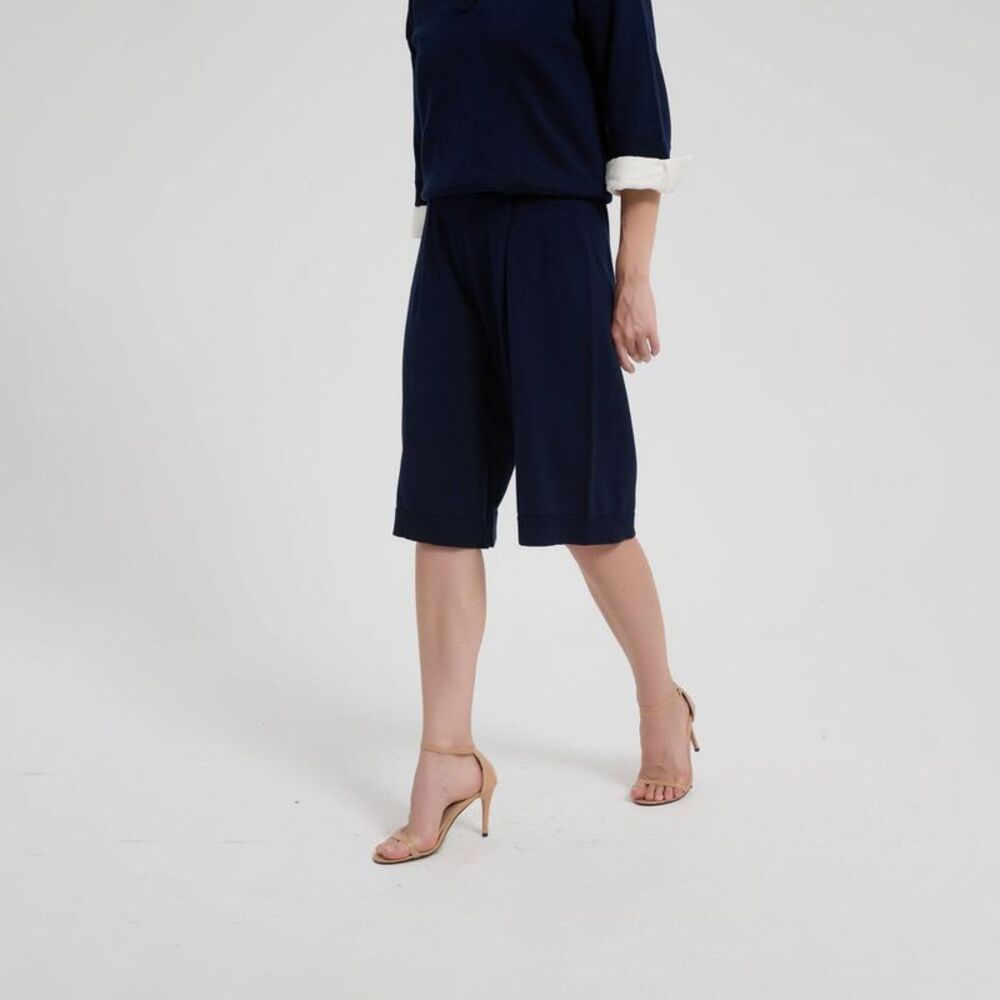 Women'S Bermuda Sweater Shorts - Navy Blue M